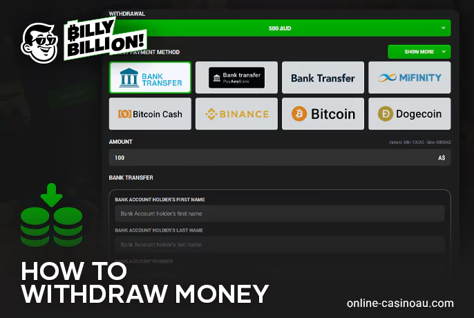 Withdrawing funds from Billy Billion Casino - guide