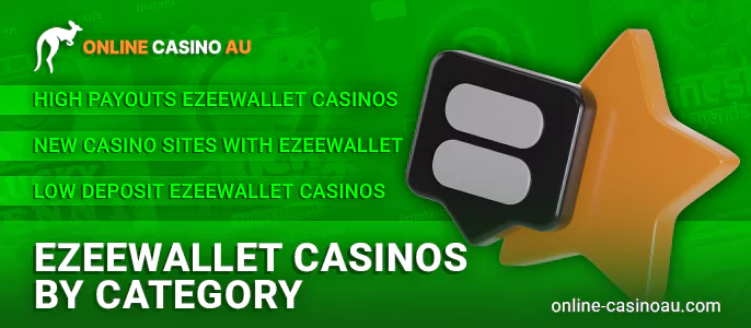 What are the categories of EzeeWallet Casinos