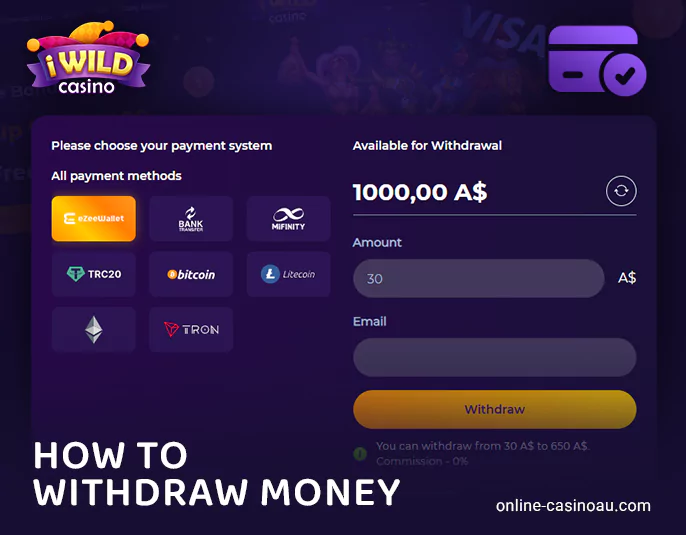 Instructions on how to withdraw winnings from iWild Casino