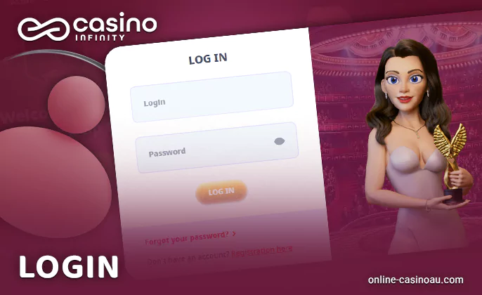 Authorization in Infinity Casino by login form