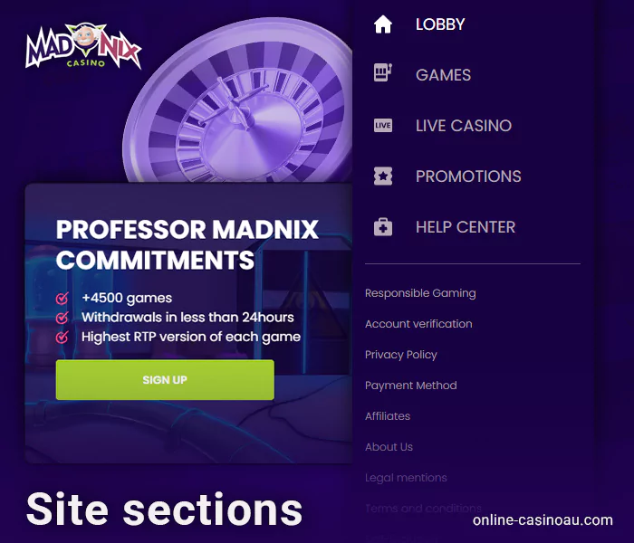 About Madnix Casino Site Sections