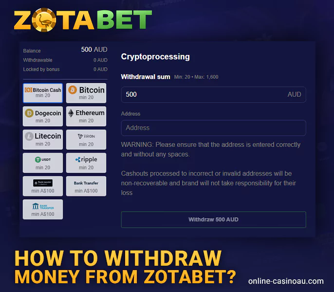 How to withdraw winnings from Zotabet Casino