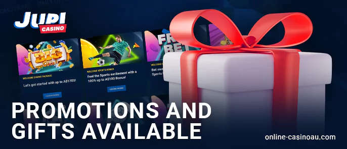 Available bonuses for AU players at Jupi Casino