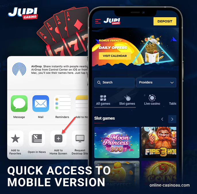 Quickly install the Jupi Casino app on your phone