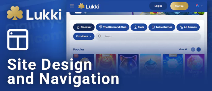 How to navigate the Lukki Casino website - about design