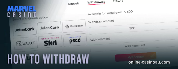 Get your winnings at Marvel Casino - how to withdraw