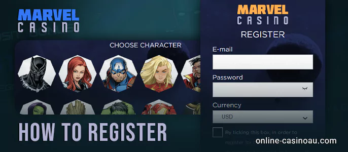 Marvel Casino Account Creation Form