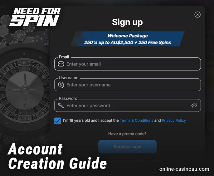 Registration at Need for Spin Casino