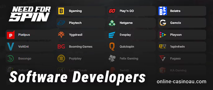 List of game providers Need For Spin Casino