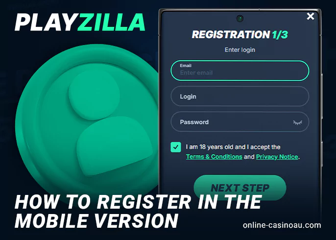 Creating an account in the mobile version of Playzilla casino