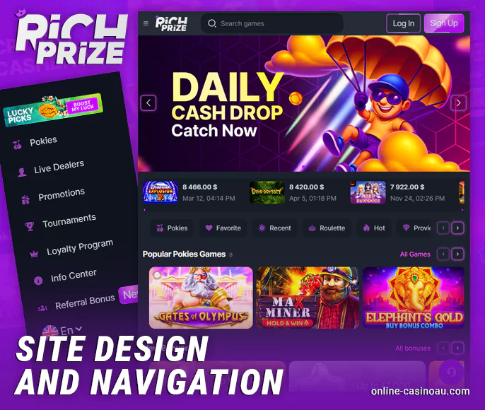 How to navigate the Rich Prize casino website