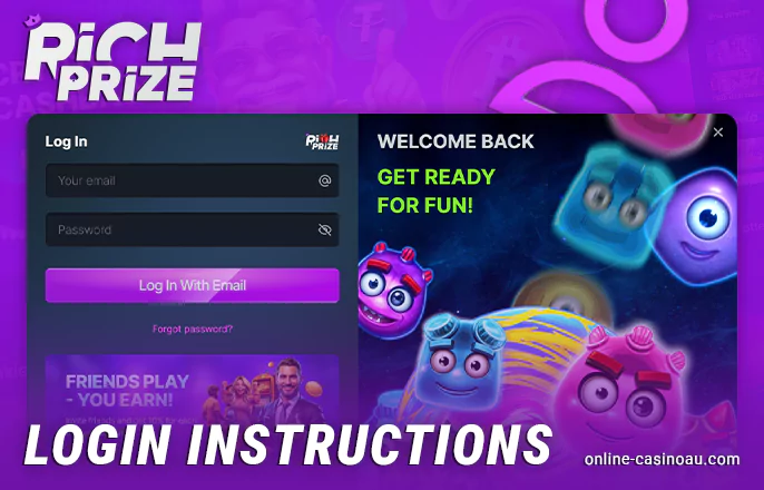 Sign-in at Rich Prize casino