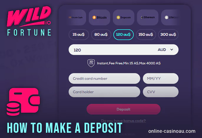 Fund your account to play at Wild Fortune casino for real money