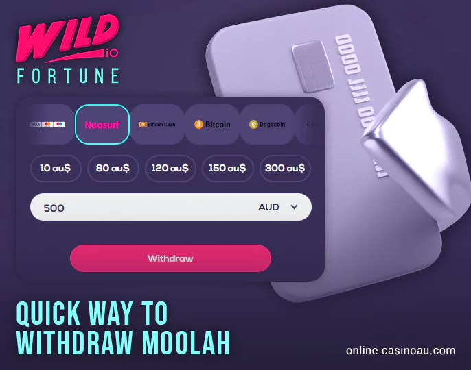 Withdraw winnings to your accounts from Wild Fortune casino