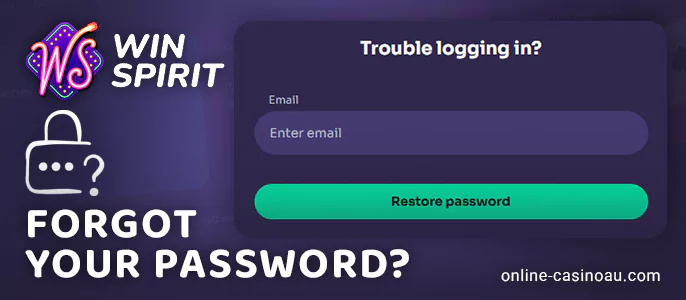 Form for restoring access to your WinSpirit casino account