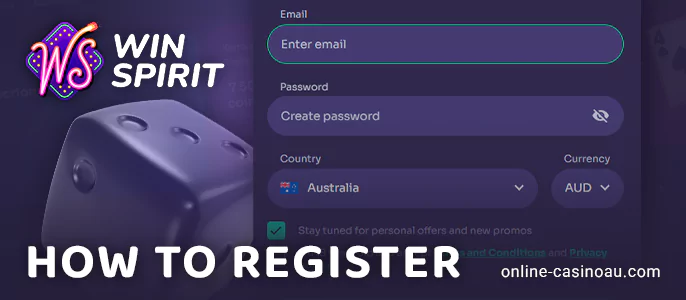 Creating a new account on the WinSpirit website