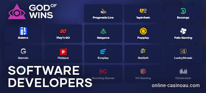 Available casino game providers on the God of Wins website