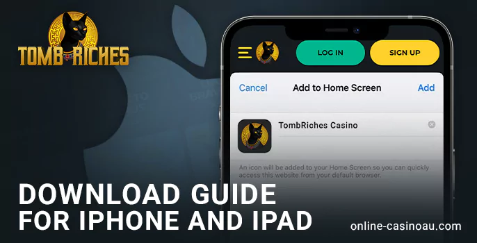 TombRiches Casino app for iOS - instructions