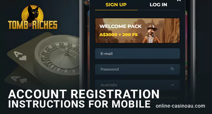 Registration in the TombRiches Casino app