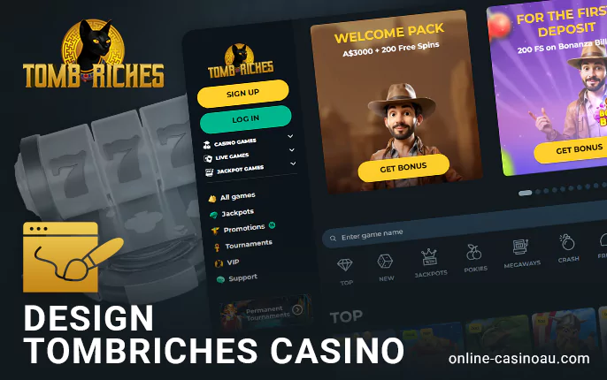 TombRiches Casino Website Design - Navigation