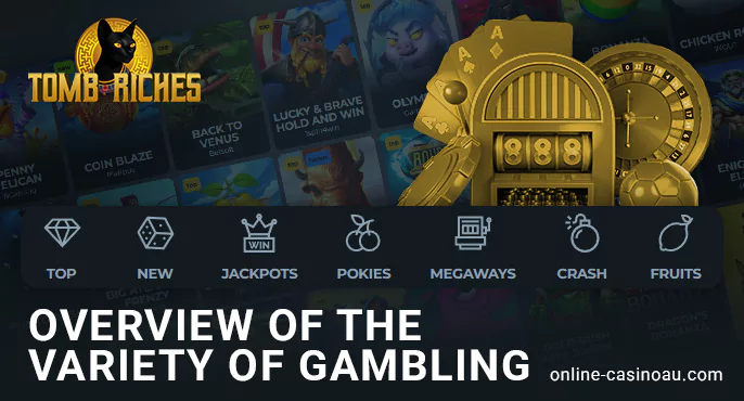 Types of casino games on the TombRiches website