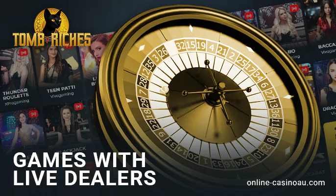 Live games section at TombRiches Casino - blackjack, baccarat, and more