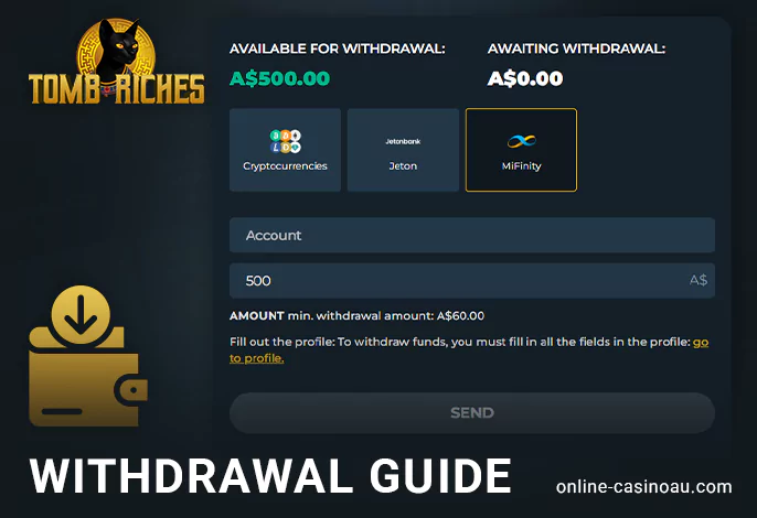 Guide to withdrawing winnings from TombRiches Casino