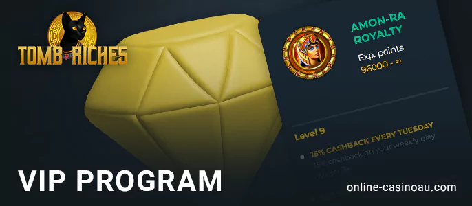 VIP program for AU players at TombRiches Casino